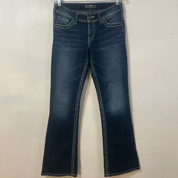 Silver Suki Mid Rise Y2K Bikercore Moto Bootcut Denim Jeans Size 28 - Picture 1 of 9